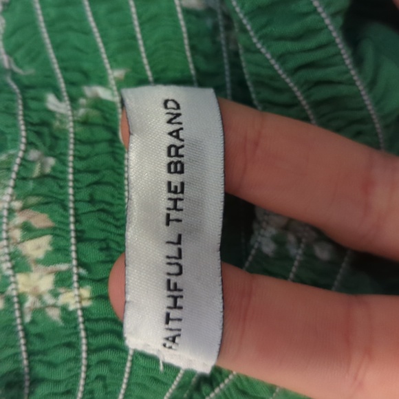 Faithfull the Brand Smocked Myrtille Dress Cottagecore Vacation Floral Green - Picture 7 of 10